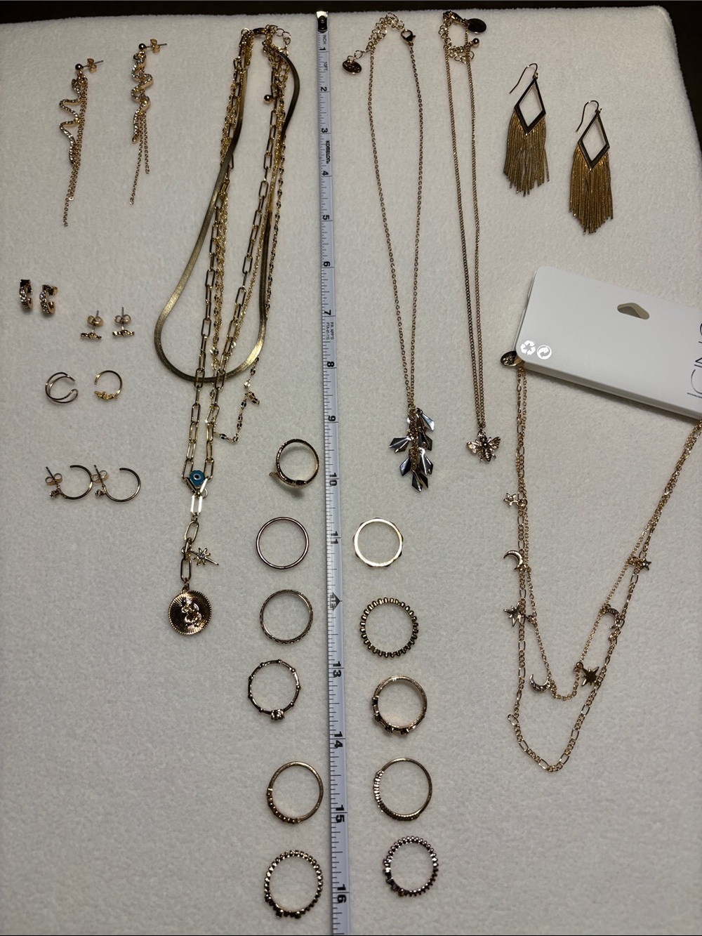 22 Piece Assorted Women's Gold-Tone Necklace, Earring and Ring Jewelry Set